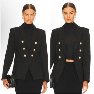 NEW! Veronica Beard Miller Dickey Jacket Blazer Black with Gold Buttons Size 0